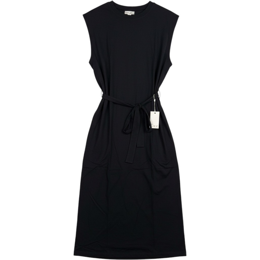 Dex Black Sleeveless Belted Midi Dress with Pockets Heavy Thick Plus Size 1X NEW